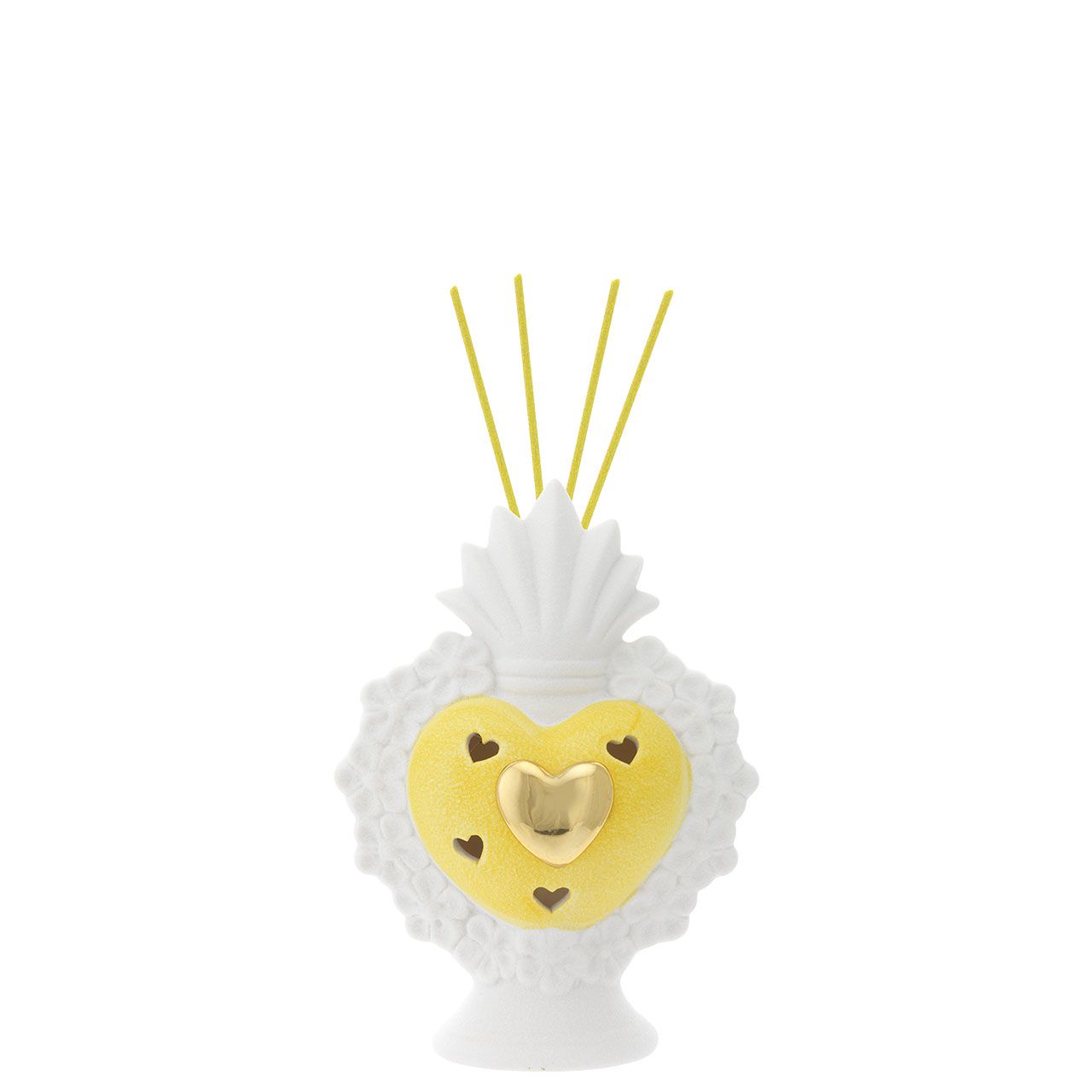 SACRO CUORE DIFFUSORE CON LED BIANCO & GIALLO H. 19